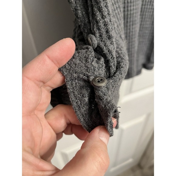 Soft Surroundings Top Womens Large Gray Waffle Knit Button Adjustable Side - Picture 3 of 10